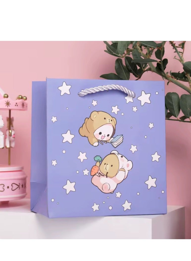 Generic 10 Pieces Luxury Gift Bags Birthday Gift Wrapping Bags Souvenir Packaging with Handle Cartoon Pattern Purple  - Image 3