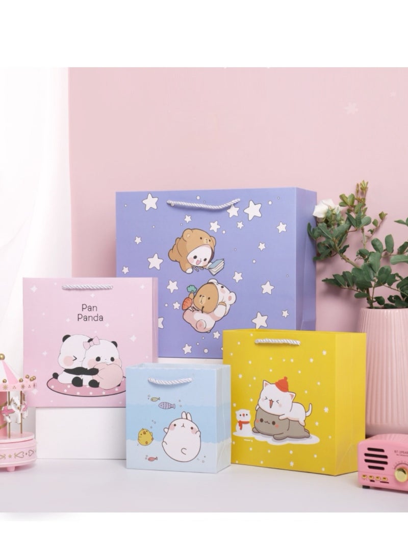 Generic 10 Pieces Luxury Gift Bags Birthday Gift Wrapping Bags Souvenir Packaging with Handle Cartoon Pattern Purple  - Image 5
