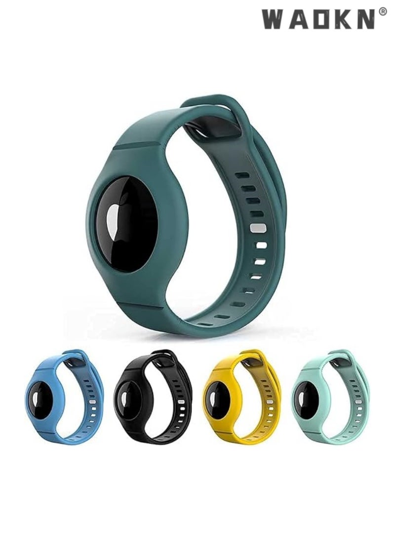 WAOKN Wristband for Airtag, Kids Silicone Bracelet 5 Pack Airtag Watch Band Kids, Toddler, Baby, Children, Elders, Colorful, Waterproof Apple - Image 1