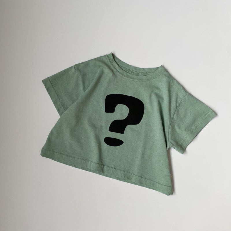 GL-kids Korean Summer New Children's Hemp Cotton Question-Mark Printed Short-sleeved T-shirt for Boys and Girls Washed Skin-friendly Short T-shirt - Image 1