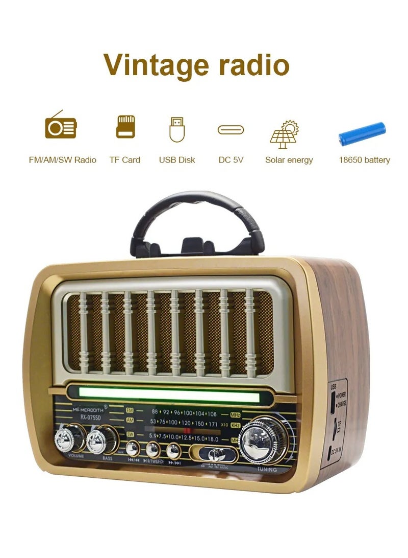 Golon Solar Powered Wireless Bluetooth Radio and Speaker Stereo Sound Rechargeable Battery FM Radio TF Card USB Input - Image 4