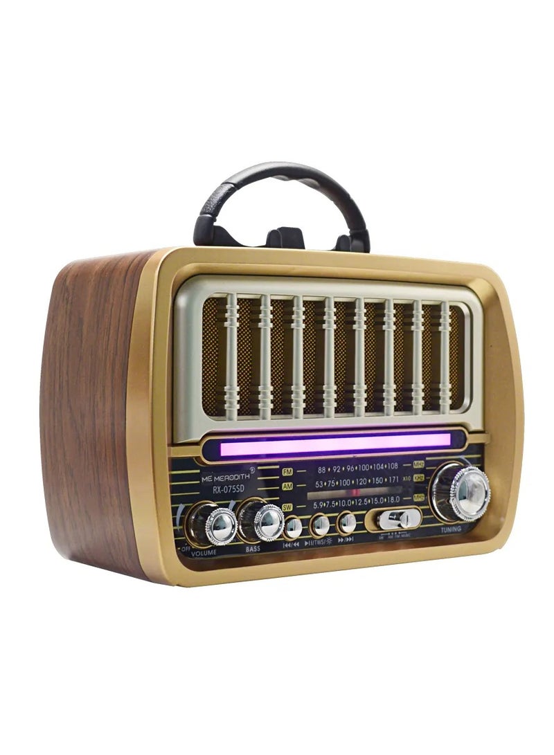 Golon Solar Powered Wireless Bluetooth Radio and Speaker Stereo Sound Rechargeable Battery FM Radio TF Card USB Input - Image 1