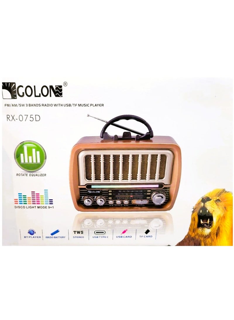 Golon Solar Powered Wireless Bluetooth Radio and Speaker Stereo Sound Rechargeable Battery FM Radio TF Card USB Input - Image 5