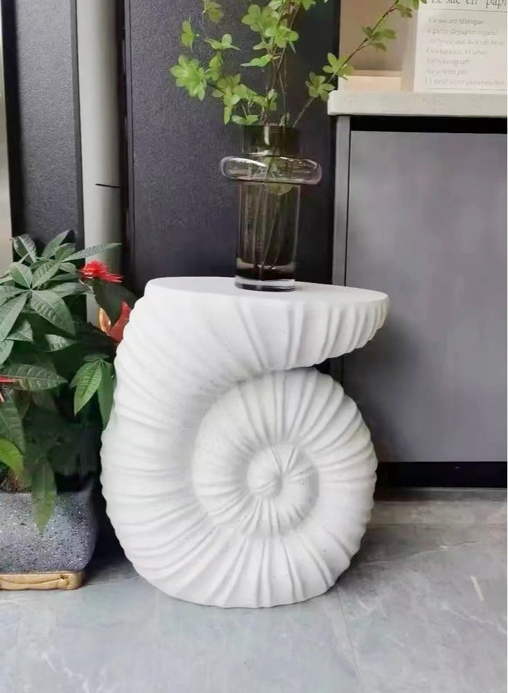 فاشون هوم Terrazzo طاولة جانبية بجانب السرير وطاولة قهوة وطاولة مقهى وأريكة وطاولة جانبية وطاولة للوجبات الخفيفة وتصميم عصري لغرفة المعيشة وغرفة النوم والمكتب باللون الأبيض 48 × 30 × 50 سم (مجمعة بالكامل) - Image 2