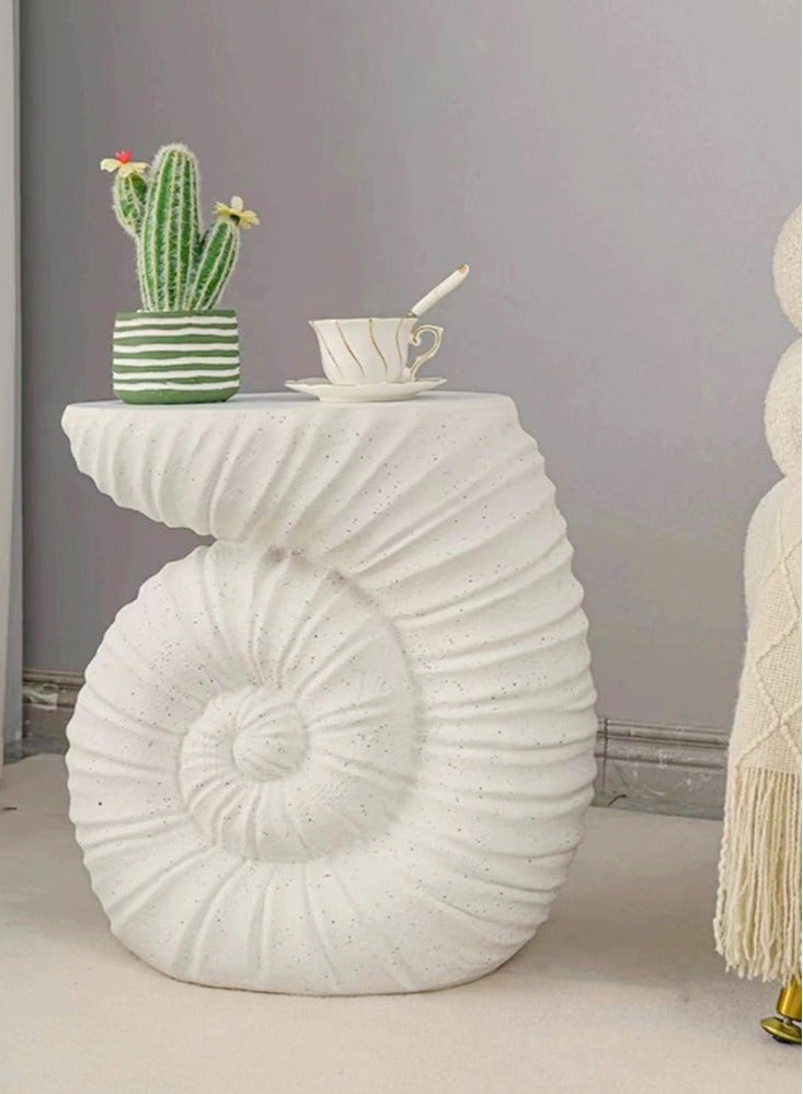 فاشون هوم Terrazzo طاولة جانبية بجانب السرير وطاولة قهوة وطاولة مقهى وأريكة وطاولة جانبية وطاولة للوجبات الخفيفة وتصميم عصري لغرفة المعيشة وغرفة النوم والمكتب باللون الأبيض 48 × 30 × 50 سم (مجمعة بالكامل) - Image 1