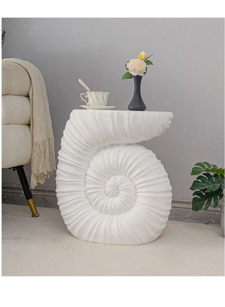 فاشون هوم Terrazzo طاولة جانبية بجانب السرير وطاولة قهوة وطاولة مقهى وأريكة وطاولة جانبية وطاولة للوجبات الخفيفة وتصميم عصري لغرفة المعيشة وغرفة النوم والمكتب باللون الأبيض 48 × 30 × 50 سم (مجمعة بالكامل) - Image 5