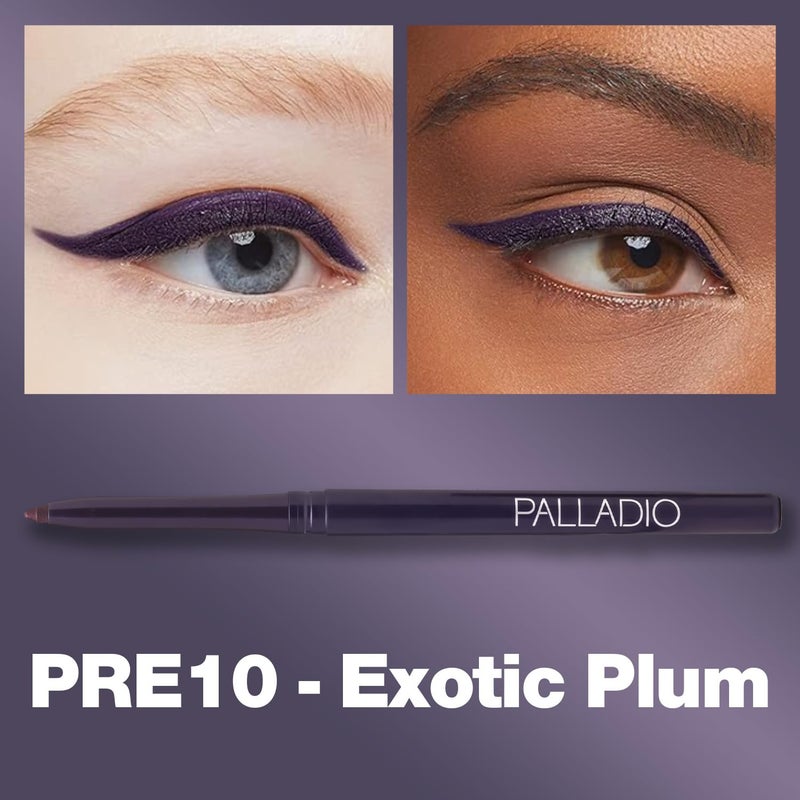 Palladio Retractable Waterproof Eyeliner, Richly Pigmented Color and Creamy, Slip Twist Up Pencil Eye Liner, Smudge Proof Long Lasting Application, All Day Wear, No Sharpener Required, Exotic Plum - Image 2