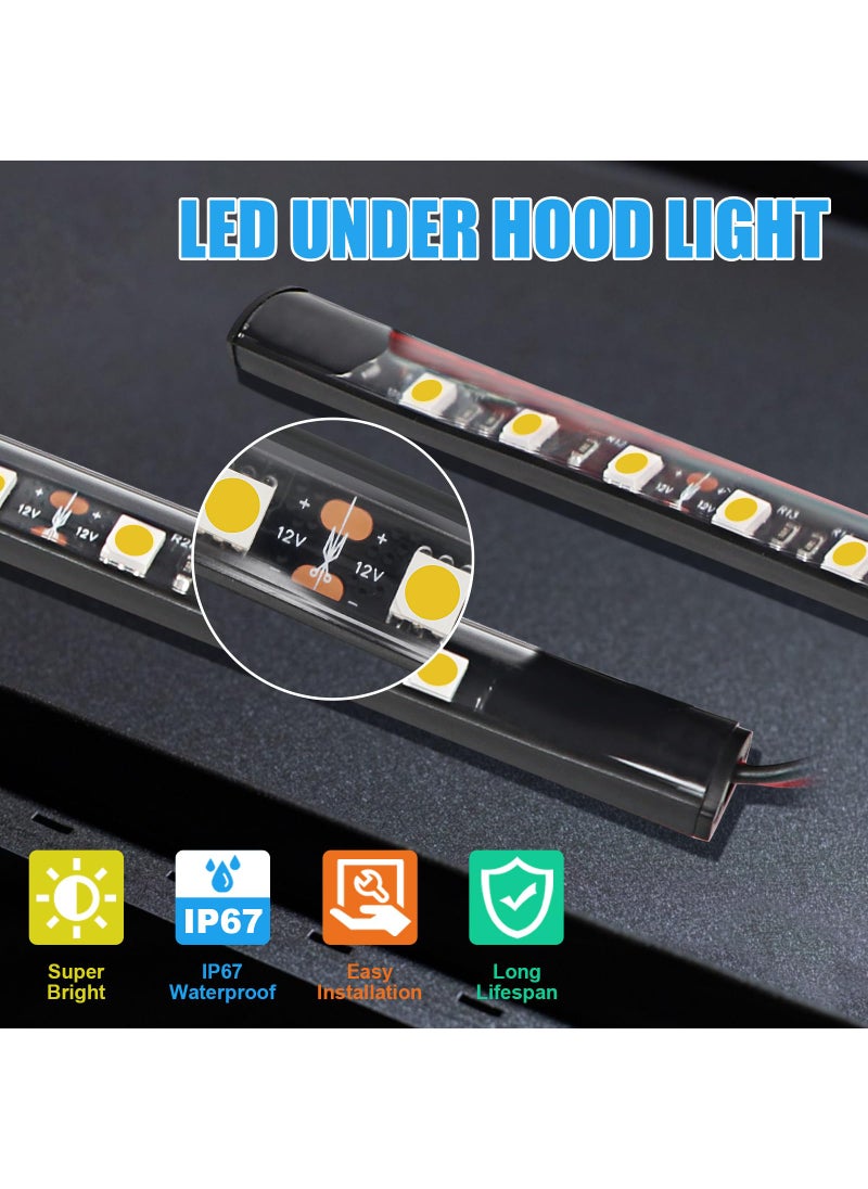 GreceYou GreceYou Under Hood LED Light Kit, Waterproof 12V Car LED Lights Bars Car Hood Work Inspection Lights Underhood Work Light Kit with Automatic On/Off -Universal Fits Any Vehicle  - Image 2