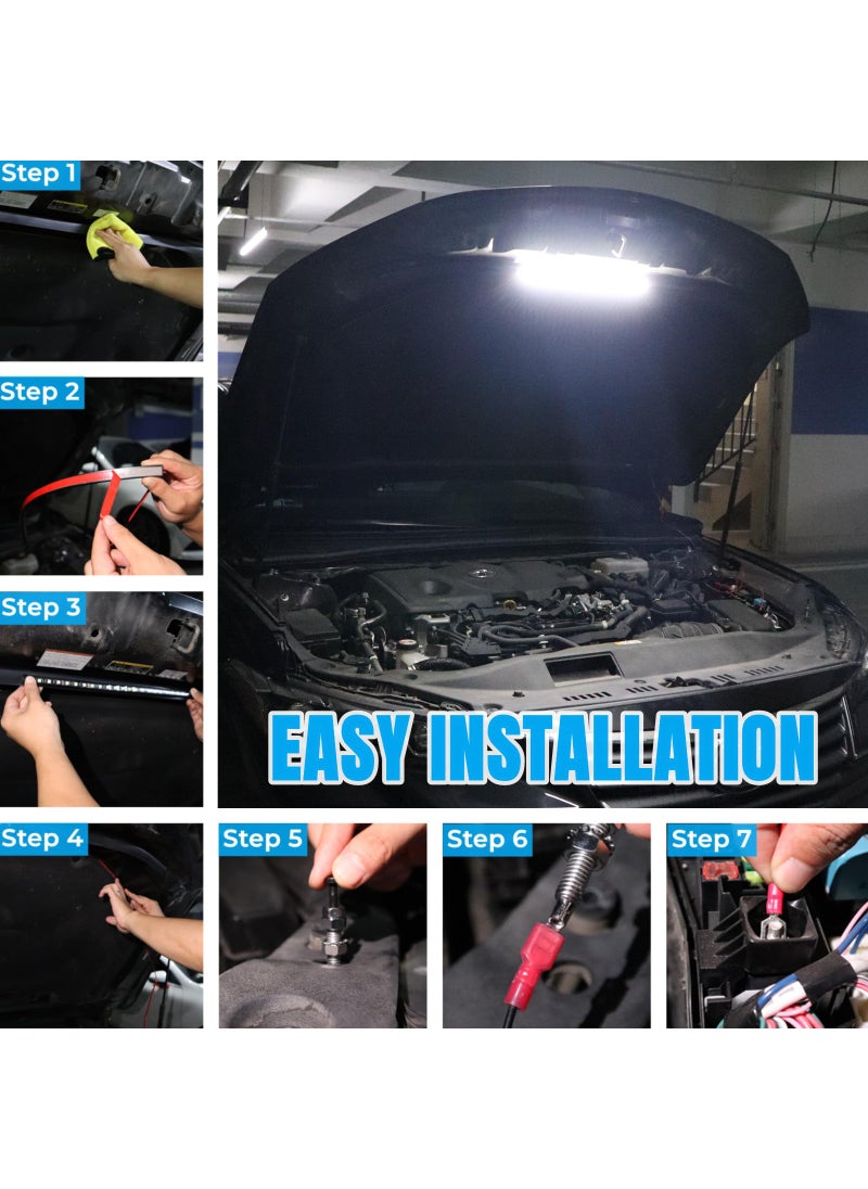 GreceYou GreceYou Under Hood LED Light Kit, Waterproof 12V Car LED Lights Bars Car Hood Work Inspection Lights Underhood Work Light Kit with Automatic On/Off -Universal Fits Any Vehicle  - Image 5