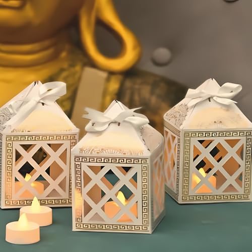 SpecialYou.in Special You Diwali Decoration for Home with Lantern Lights Lamp, Deepavali Decoration Items, Paper Lantern for Diwali Decor, Decorative Items for Living Room- Pack of 10 Votive with 10 LED Light - Image 1
