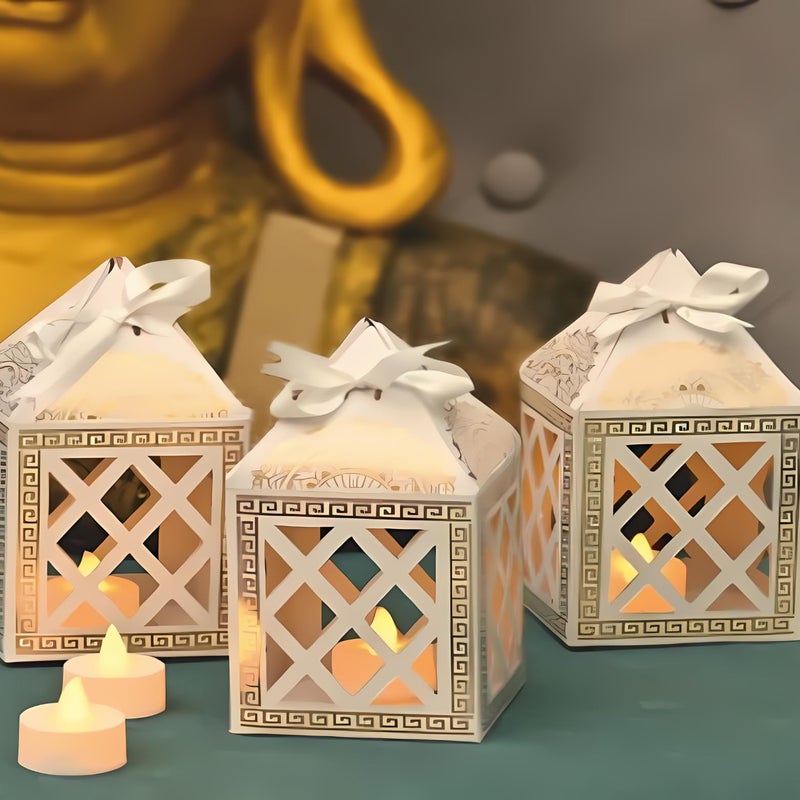 SpecialYou.in Special You Diwali Decoration for Home with Lantern Lights Lamp, Deepavali Decoration Items, Paper Lantern for Diwali Decor, Decorative Items for Living Room- Pack of 10 Votive with 10 LED Light - Image 2