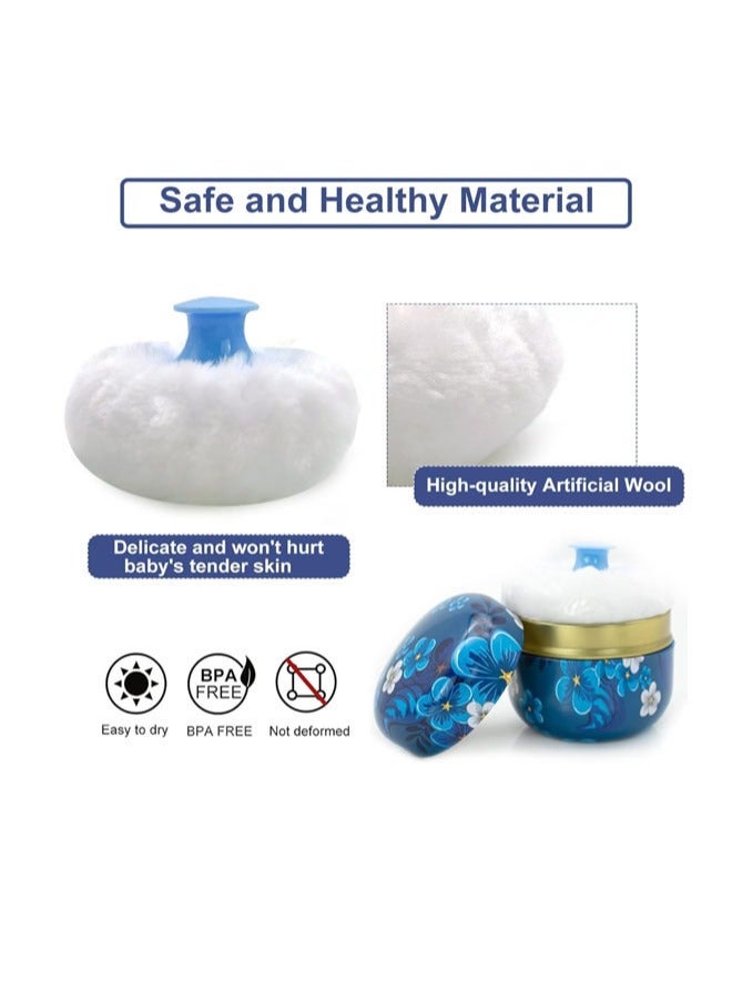 علبة بودرة التلك، علبة نفخة بودرة، نفخة بودرة أطفال بمقبض، علبة نفخة بودرة للجسم مع نفخة بودرة وحاوية، آمنة للأطفال والكبار، عبوة بودرة للجسم مانعة للتسرب، مجموعة متكاملة - Image 4