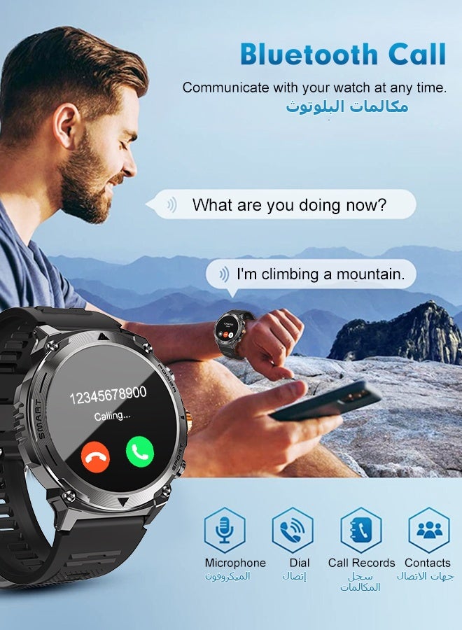 كيتكي ماركة كورية ساعة ذكية T53 للرجال، شاشة AMOLED مقاس 1.43 بوصة، مكالمات بلوتوث، مقاومة للماء IP68، أكثر من 100 وضع رياضي، مراقبة الصحة، متوافقة مع Android و iOS، أسود - Image 4