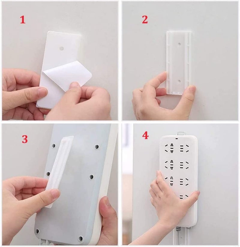 SHIDHMI Self Adhesive Power Strip Holder Fixator Wall-Mounted Desktop Socket Fixer Cable Organizer Multi-Purpose Punch-Free Wall Mount (2 Pcs) - Image 5