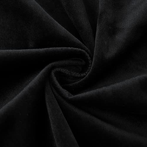OYRING Black Rod Pocket Velvet Window Curtains Valance for Living Room - Large Waterfall Valance for Bedroom (1 Panel, Black, W110) - Image 5