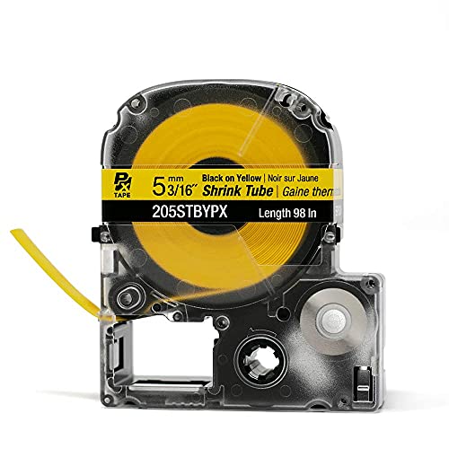 LABELWORKS Epson LABELWORKS 205STBYPX Tape Cartridge - Black on Yellow Shrink Tube Industrial Label Maker Tape - AWG 8-12, 3/16" (5MM) Wide, 8 ft (96") - Image 5
