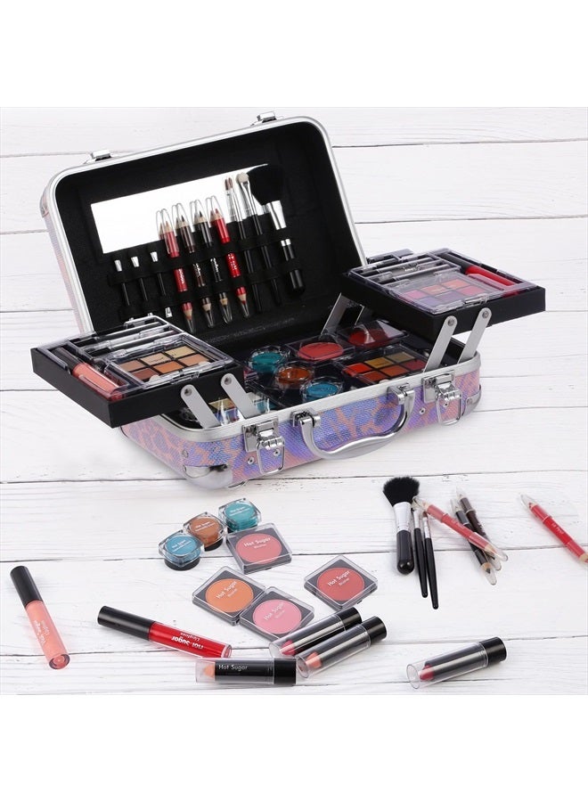 Hot Sugar All In One Makeup Set for Adults and Girls-Full Makeup Kit for Beginners Includes Eye Shadow Palette Blush Lip Gloss Lipstick Lip Pencil Eye Pencil Brush Mirror (Pink Leopard) - Image 5