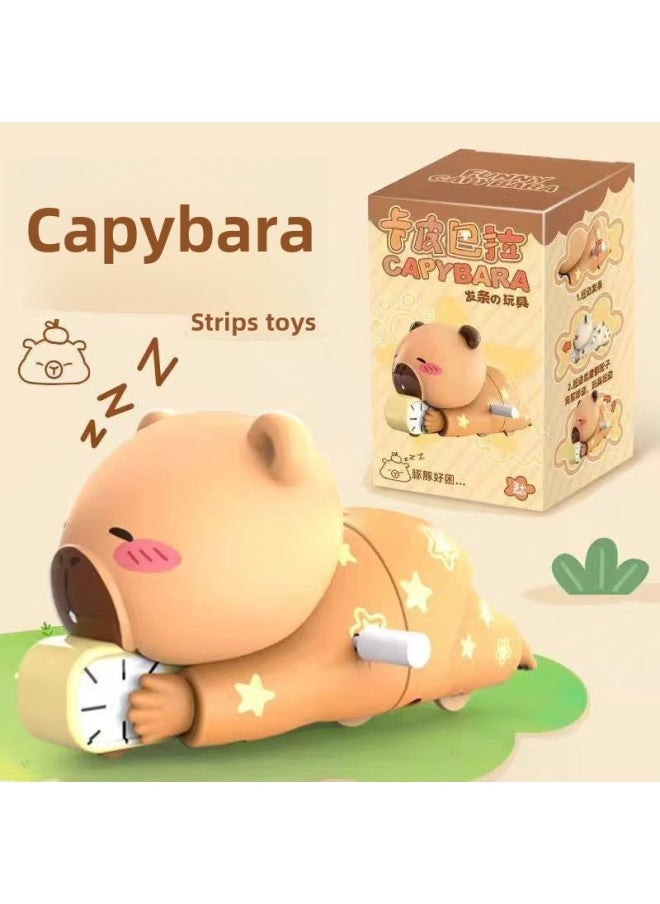 Generic - Kapibala Doesn't Want To Get Up And Crawl Around With Clockwork Toy Blind Box Tide Play Mobile Tide Play Hand-held Swing Dynamic Stall-Color:Xiaoxin--睡衣 Style - Image 1