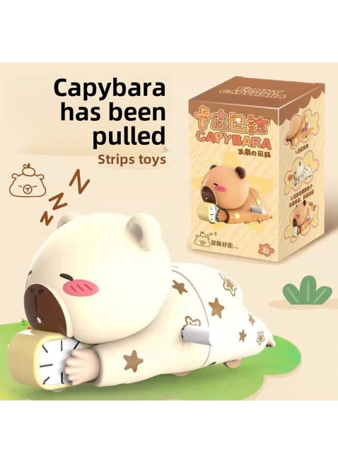 Generic - Kapibala Doesn't Want To Get Up And Crawl Around With Clockwork Toy Blind Box Tide Play Mobile Tide Play Hand-held Swing Dynamic Stall-Color:Xiaoxin--睡衣 Style - Image 1