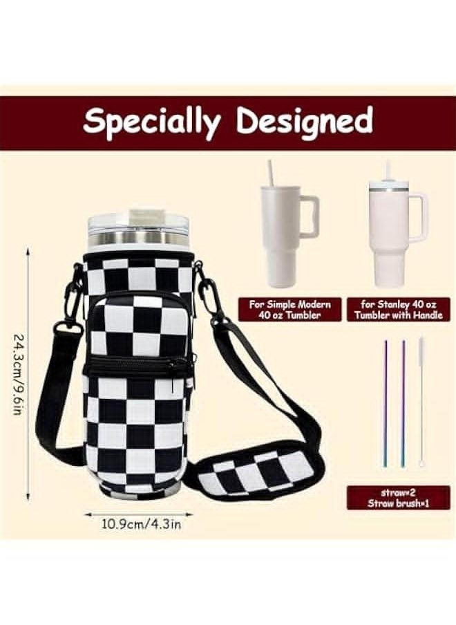 Generic Sport Water Bottle Bag with Adjsutable Strap Bottle Pouch Holder Sleeve for Stanley 40oz Tumbler with Handle for Men/Women Walking Hiking Camping Gym  - Image 2