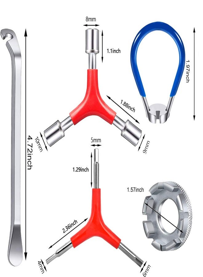CHIVENIDO Bike Spoke Wrench Set, 7PCS Portable Bicycle Spoke Tool Kit Includes 8 Way Bike Rim Truing Tool, Spoke Key with Rubber Handle, Tire Lever, Y-Type Hex Wrench, Y-Type Socket Wrench - Image 2