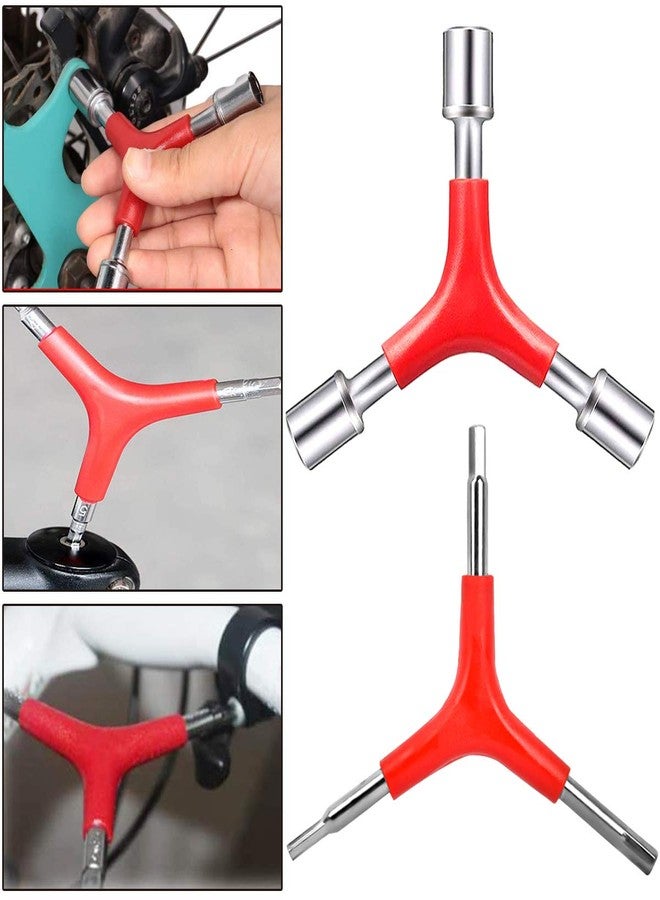 CHIVENIDO Bike Spoke Wrench Set, 7PCS Portable Bicycle Spoke Tool Kit Includes 8 Way Bike Rim Truing Tool, Spoke Key with Rubber Handle, Tire Lever, Y-Type Hex Wrench, Y-Type Socket Wrench - Image 4
