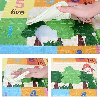 WENGTY Double Sided Water Proof Alphabet Mat Extra Large Reversible Baby Play Mat, Bpa Free Learning & Crawling Foldable Foam Mat(200Cm X 150Cm, 0.8Cm) Multicolor, Count 1 - Image 4