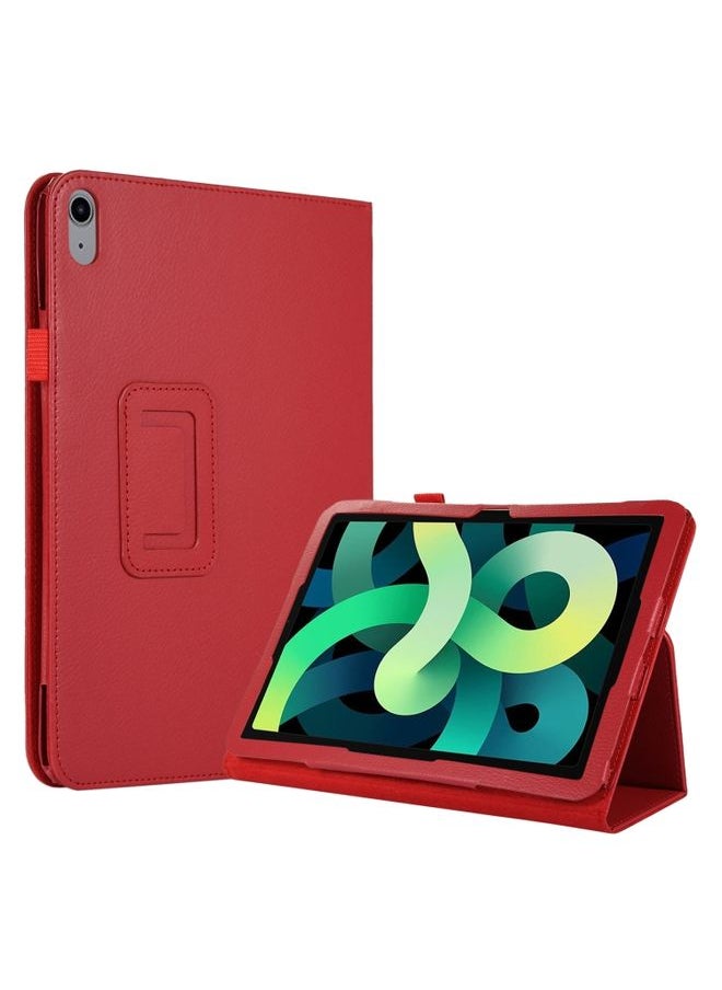 HuHa Case Cover For iPad 10th Gen 10.9 2022 Litchi Texture Leather Smart Tablet Case with Holder Red 