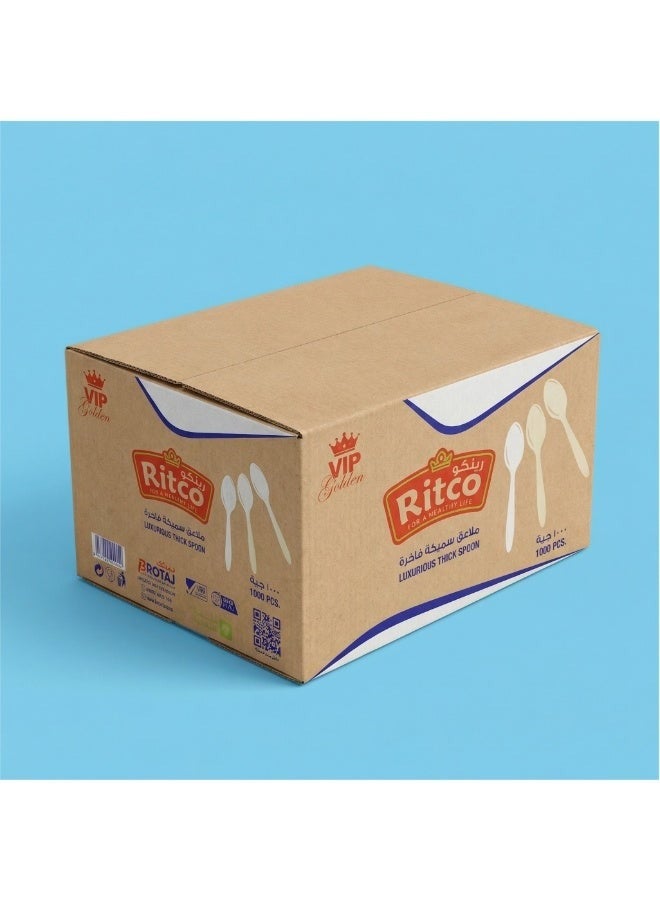 Ritco Carton Of VIP Thick White Plastic Spoons (1000 Spoons/Carton) - Image 1