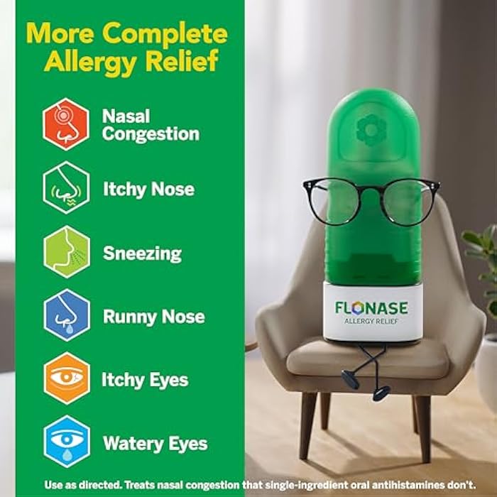 Flonase Nasal Spray for Allergy Relief, Tissues Included, 144 Sprays | Fluticasone Propionate Nasal Spray, Multi-Symptom Relief, 24-Hour Non-Drowsy Allergy Relief, Full Prescription Strength - Image 4
