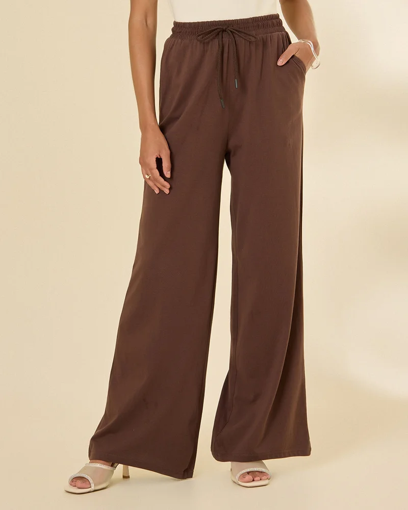 REDTAG Women Brown Wideleg Pants