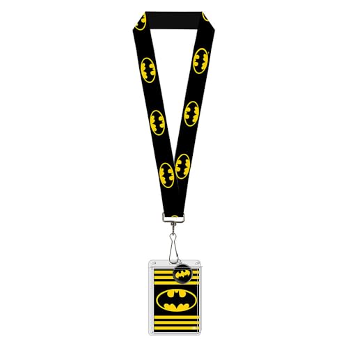 Buckle Down DC Comics Lanyard, Badge Holder Charm, Batman Bat Shield Black Yellow, Elastic - Image 1
