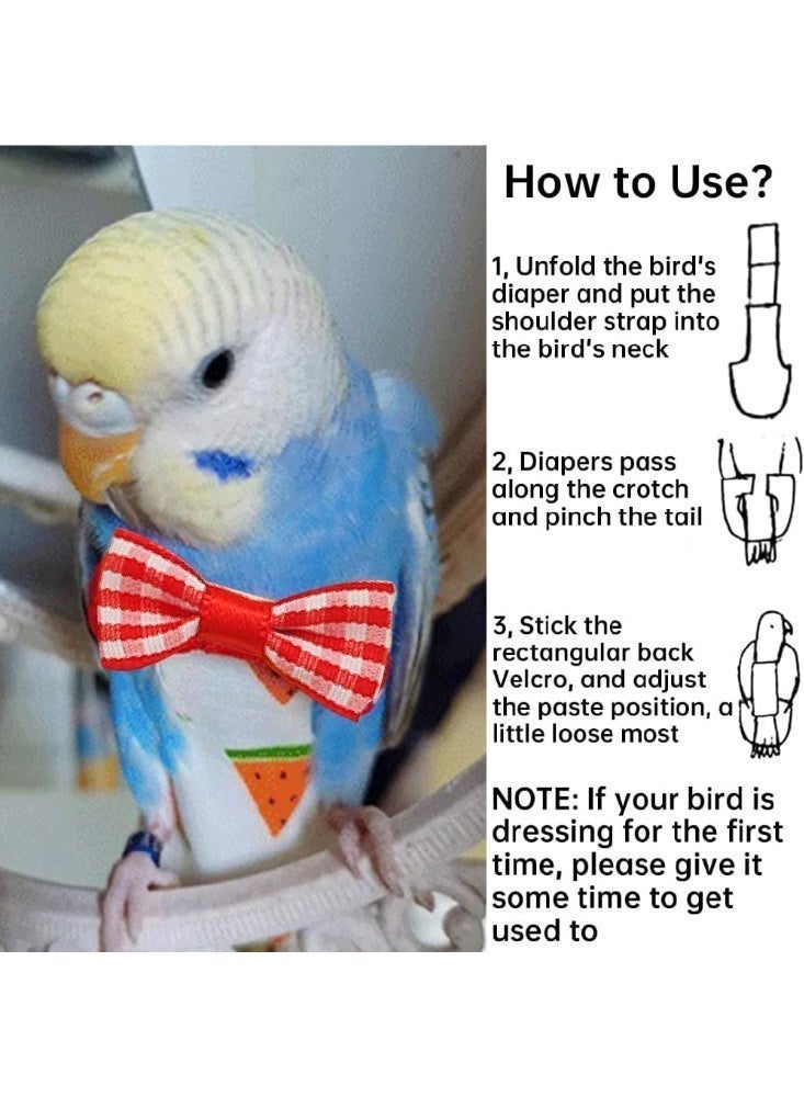 MJZ 4 Pieces Bird Diapers, Washable Reusable Parrots Nappy with Waterproof Inner Layer Soft Small Pet Birds Flight Suit for Budgie Parakeet Cockatiel（M Size） - Image 5