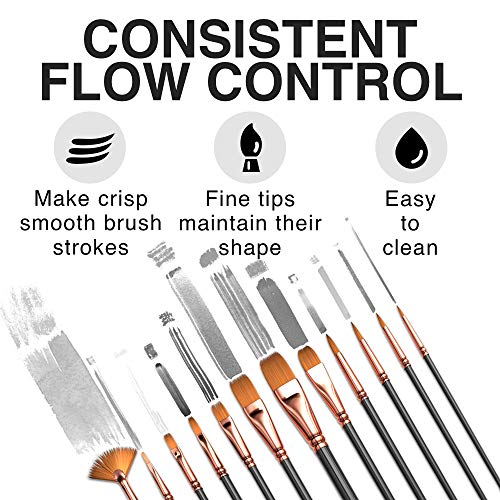 Benicci Professional Artist Paint Brush Set of 12 - Painting Brushes Kit for Kids, Adults Fabulous for Canvas, Watercolor & Fabric - for Beginners and Professionals - Great for Water, Oil or Acrylic Painting - Image 2