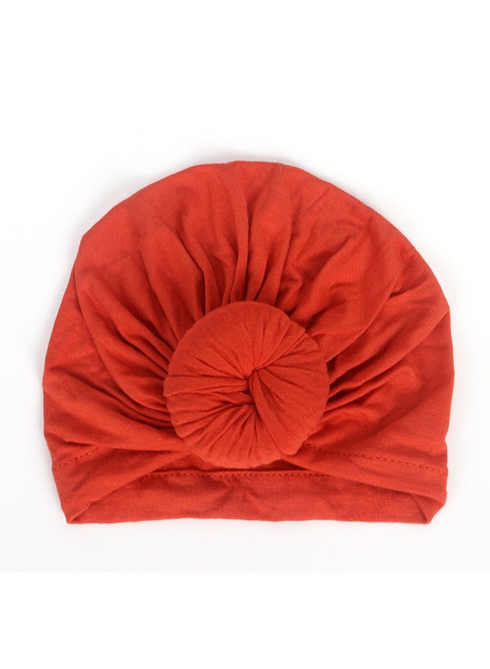 Pure Cotton Baby Knot Hat Rust Red - Image 2