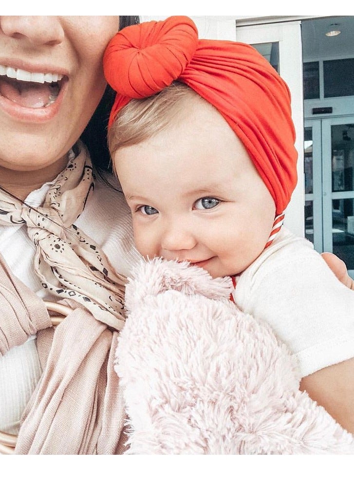 Pure Cotton Baby Knot Hat Rust Red - Image 1