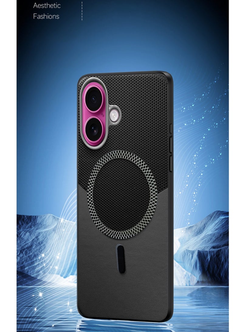 Wtech Apple iPhone 17 5G 2025 Luxury Leather Spliced with Durable Protection Magsafe Phone Case Cover (MCMPMN) - Black - Image 4