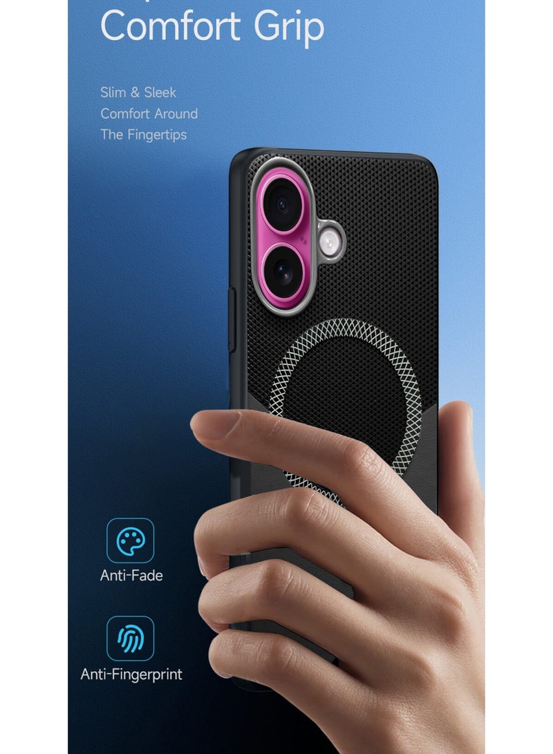 Wtech Apple iPhone 17 5G 2025 Luxury Leather Spliced with Durable Protection Magsafe Phone Case Cover (MCMPMN) - Black - Image 2