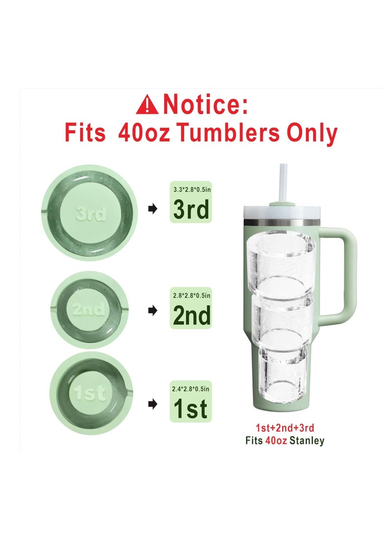 Generic - 1 Pack Glass Ice Tray for Stanley/Yeti/Simple Modern etc 40 oz Glass, Glass Silicone Ice Tray with Container and Lid (Green) - Image 1