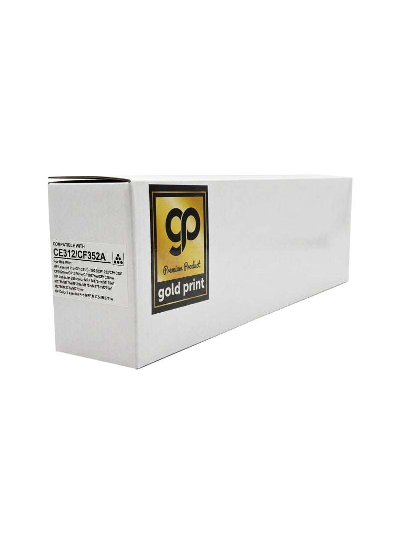 Gold Print Premium Universal Toner CE312 126A, CF352A 130A For Use With: HP Laserjet Pro CP1021, CP1022, CP1023, CP1025, CP1025nW, CP1026nW, CP1027mw, CP1028w, HP LaserJet 200 Color MFP M175nw, M175al, M175b, M175c, M175e, M175p, M175r, M275s, M275, M275u, M275nw, HP Color LaserJet Pro MFP M176n, M177fw (1000 Page) - Image 1