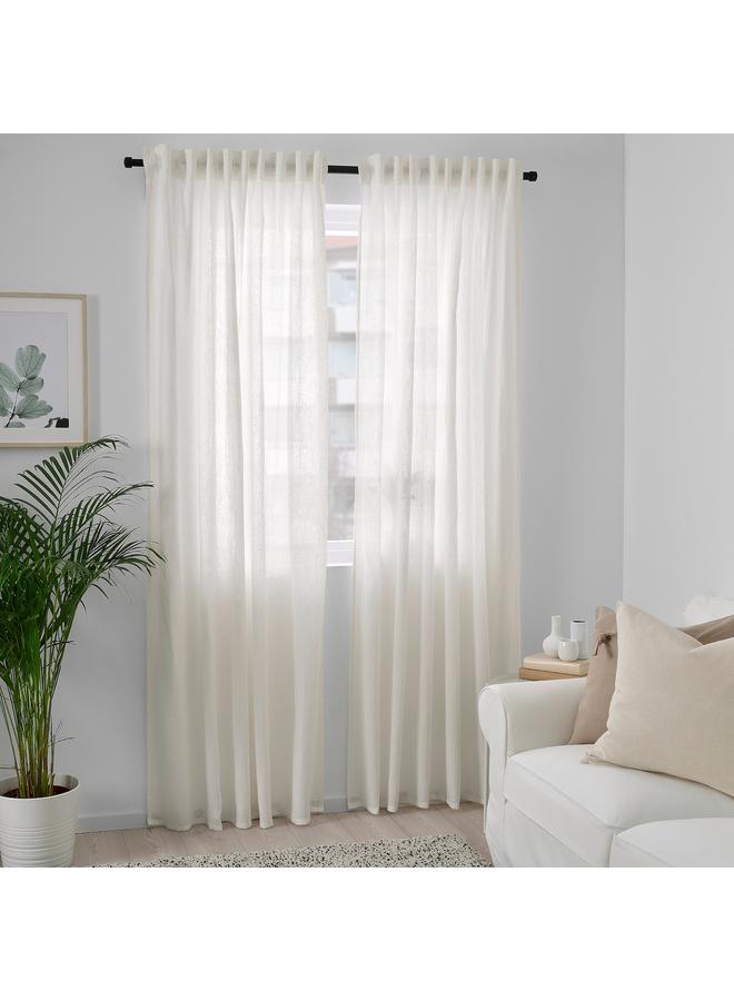 Curtains, 1 pair, with heading tape/white, 145x300 cm - Image 5