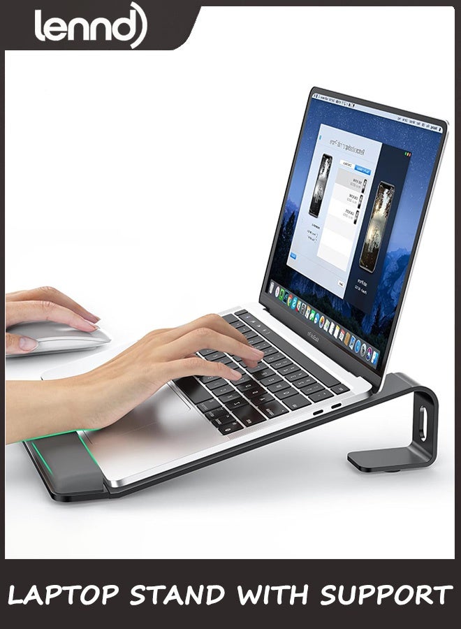 LENND Laptop Stand for Desk, Metal Laptop Stand with Wrist Support, Ergonomic Detachable Laptop Riser, Aluminum Protable, Computer Stand for MacBook Air Pro, HP, Dell, XPS, HP  Laptops - Image 1