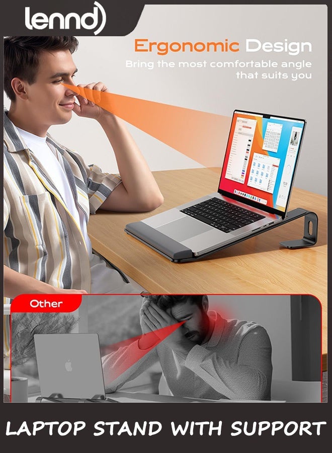LENND Laptop Stand for Desk, Metal Laptop Stand with Wrist Support, Ergonomic Detachable Laptop Riser, Aluminum Protable, Computer Stand for MacBook Air Pro, HP, Dell, XPS, HP  Laptops - Image 4