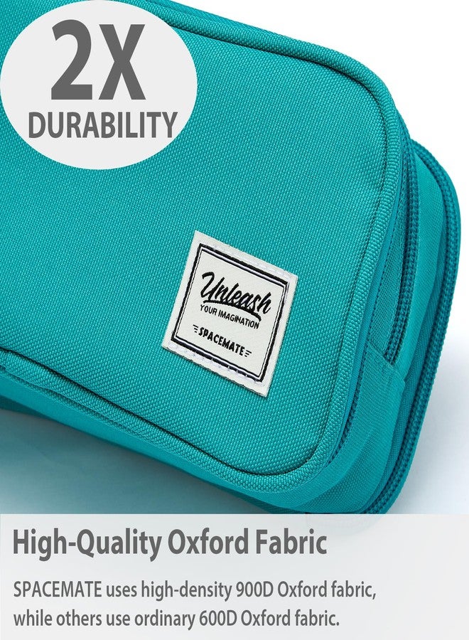SPACEMATE Pencil Case Pouch Box Bag School Supplies Girls Boys Kids, Cute Preppy Stuff Big Capacity Aesthetic Pen Organizer, Back to College Stationary, Teal, Extra Large Style, 2300ml - Image 3