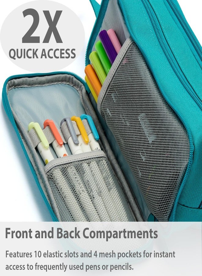 SPACEMATE Pencil Case Pouch Box Bag School Supplies Girls Boys Kids, Cute Preppy Stuff Big Capacity Aesthetic Pen Organizer, Back to College Stationary, Teal, Extra Large Style, 2300ml - Image 5