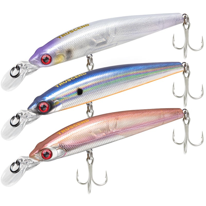 TRUSCEND Floating Jerkbait, Precision-Engineered Minnow Lures with Sound, Flash & Irresistible Action, Cast Farther, Glow Brighter and Rattle Louder Jerkbaits for Bass Walleye Pike Sea Trout Redfish - Image 1