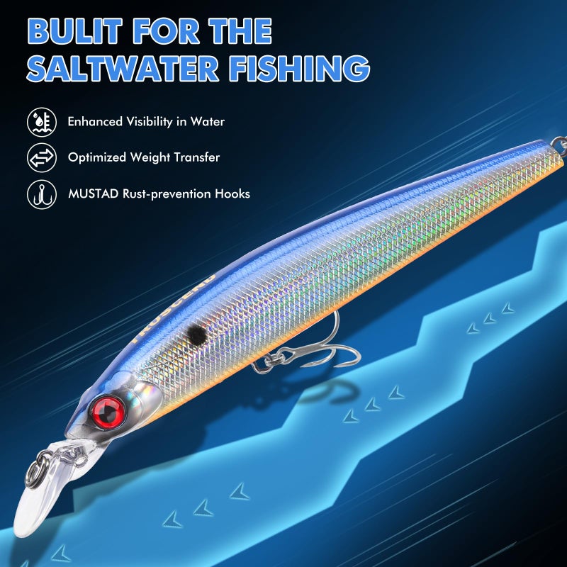 TRUSCEND Floating Jerkbait, Precision-Engineered Minnow Lures with Sound, Flash & Irresistible Action, Cast Farther, Glow Brighter and Rattle Louder Jerkbaits for Bass Walleye Pike Sea Trout Redfish - Image 2