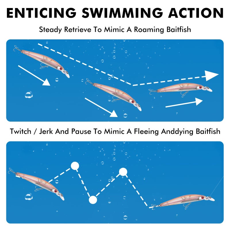 TRUSCEND Floating Jerkbait, Precision-Engineered Minnow Lures with Sound, Flash & Irresistible Action, Cast Farther, Glow Brighter and Rattle Louder Jerkbaits for Bass Walleye Pike Sea Trout Redfish - Image 4