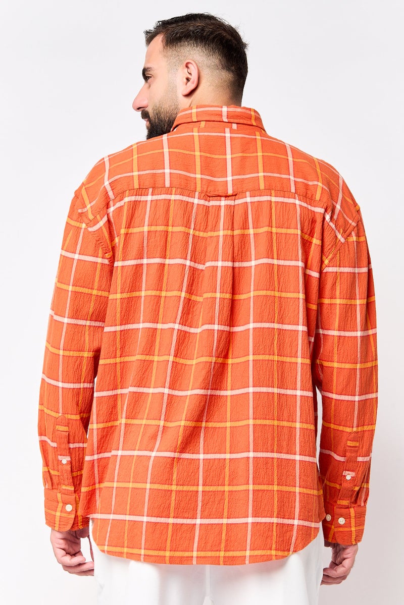 GANT Men Oversized Fit Checkered Long Sleeve Casual Shirt, Multicolor - Image 4