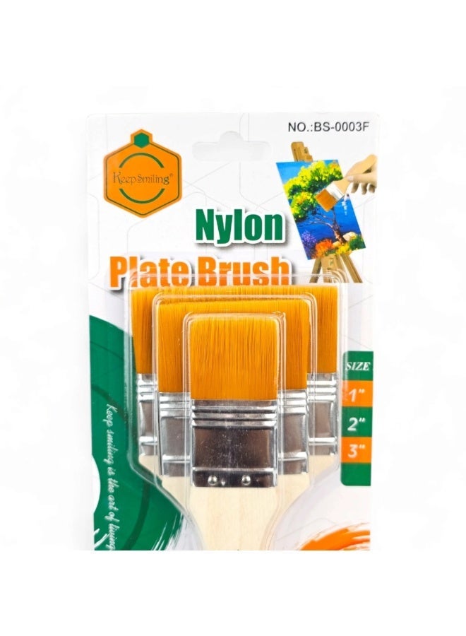 Keep Smiling High Quality Nylon Cape Smiling Wide Paint Brush Set No. BS-0003F Three Sizes - 3 Brushes - Image 3